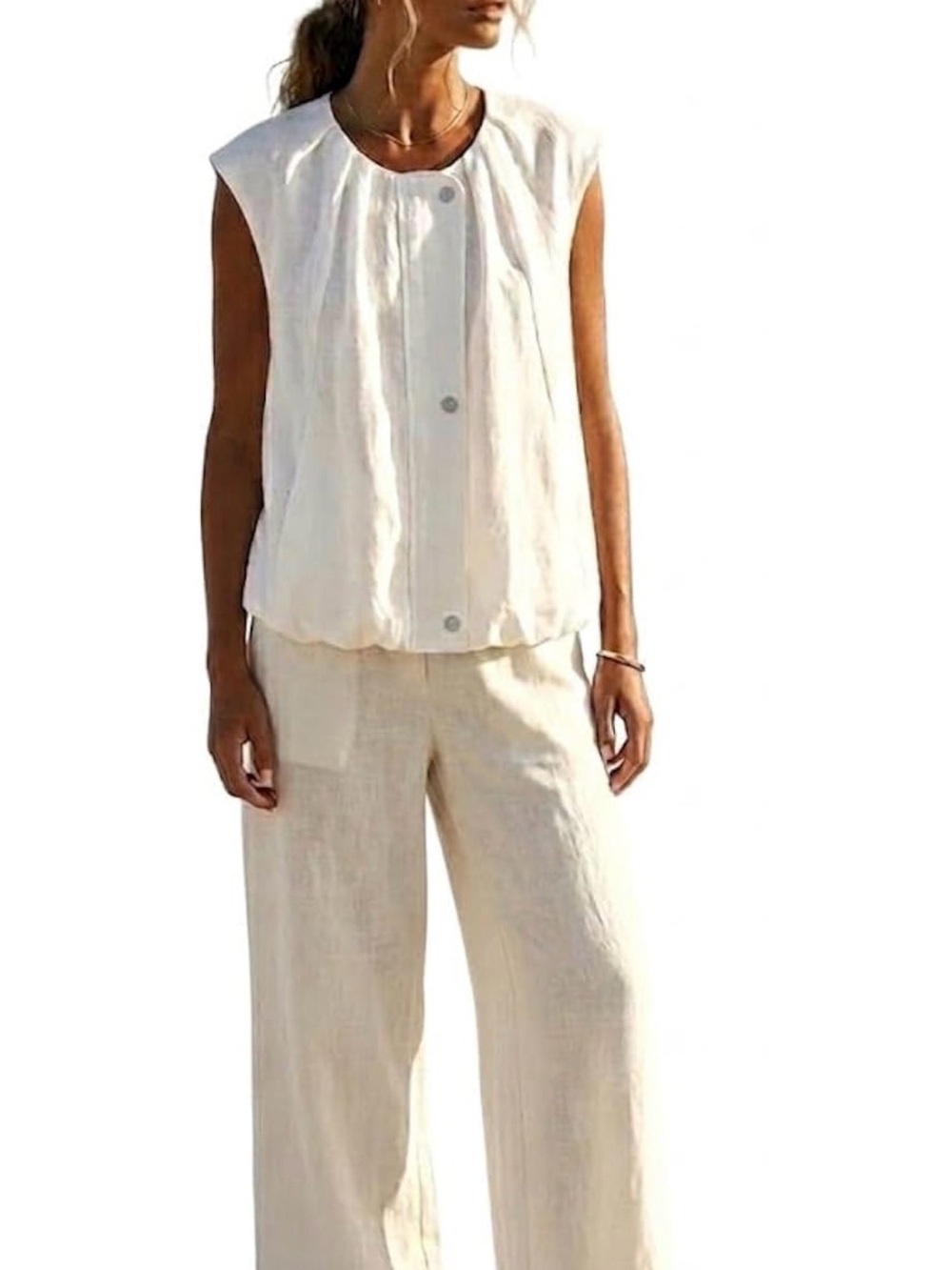 White Sleeveless Blouse